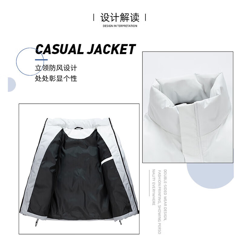 CDGPLAY渐变棉服男2025冬季新款保暖防风厚款情侣仿羽绒面包服外套 灰色 XL