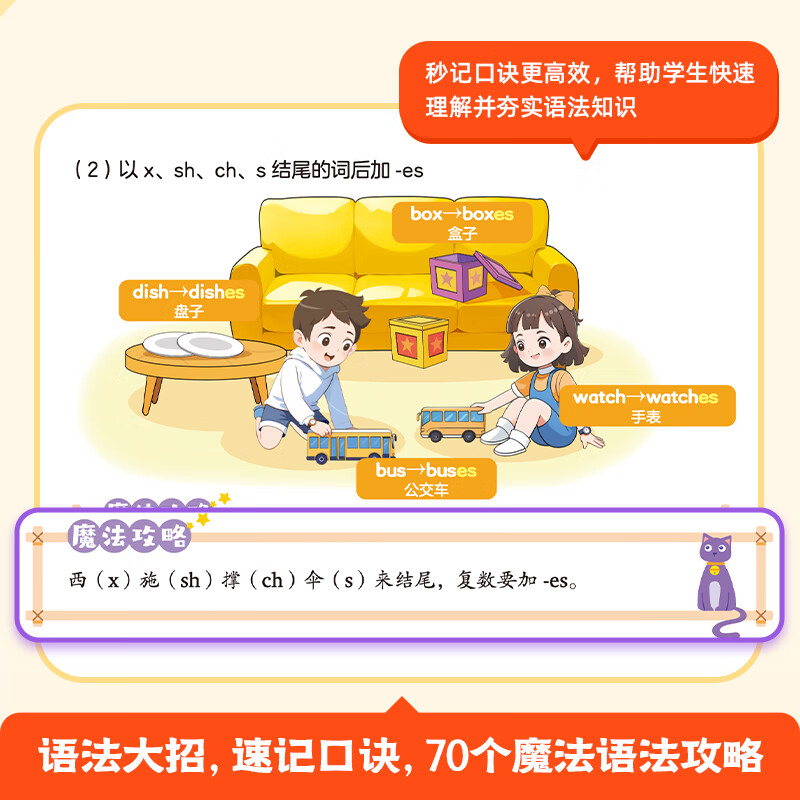 作业帮【小学英语语法】300+英语语法3-6年级 小学英语语法魔法书 单词速记手册全国通用 【拍一发三】语法魔法书(限时赠语法口诀小纸条)