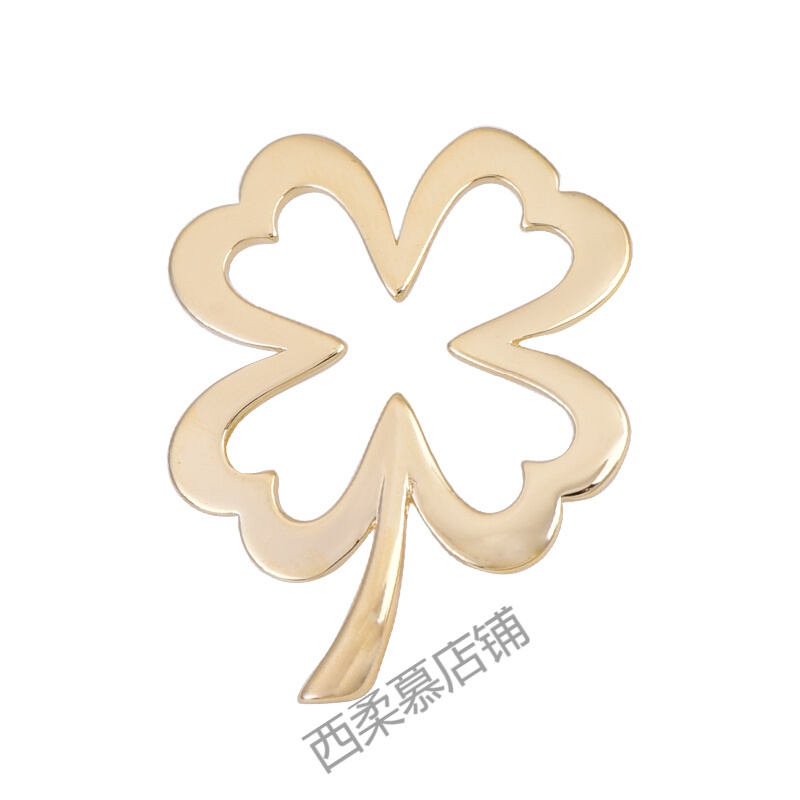 幸运草胸针女新款四叶草胸花ins徽章时尚男士别针配饰防走光 金色