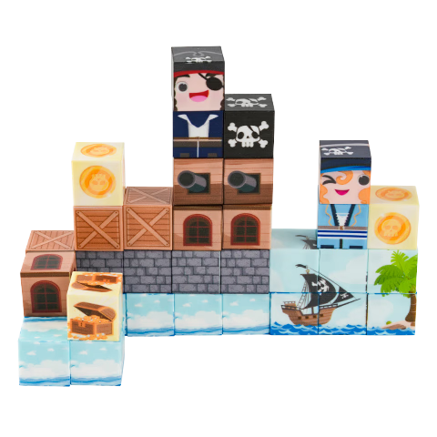 贝磁（Bmag）口袋我的世界磁力方块积木拼装儿童益智玩具3-6岁海盗磁力积木35p