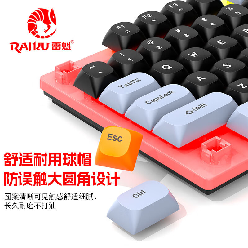 雷魁RAIKU雷魁拼色彩虹背光键盘鼠标套装笔记本电脑家用时尚K悬浮按键有线USB游戏办公T28 【键鼠套装98键】白色_彩虹背光_多媒体_三拼帽 有线