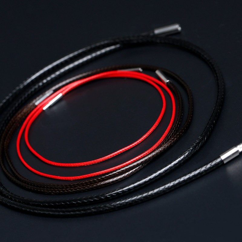 吊坠挂绳项链绳蜡皮绳水晶玉坠挂件手工编织挂坠绳黑色红绳子男女 2.0mm黑色绳60cm