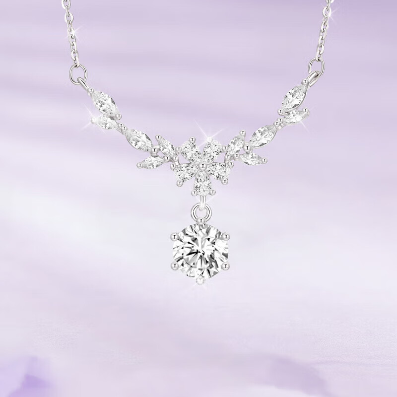 老凤祥爆闪紫藤花S925银项链女款吊坠新年情人节生日礼物送女生女友老婆 爆闪紫藤花项链+品牌礼盒