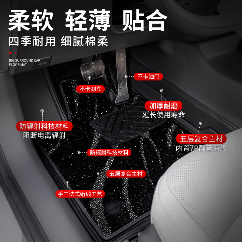 名创优品汽车脚垫配件地毯地垫全包围适用于蔚来ES8乐道萤火虫ET5T专用