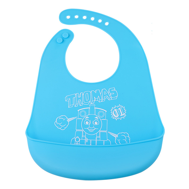 托马斯和朋友（THOMAS&FRIENDS）宝宝软硅胶围嘴防水围兜儿童饭兜口水巾（青蓝）TXD-004