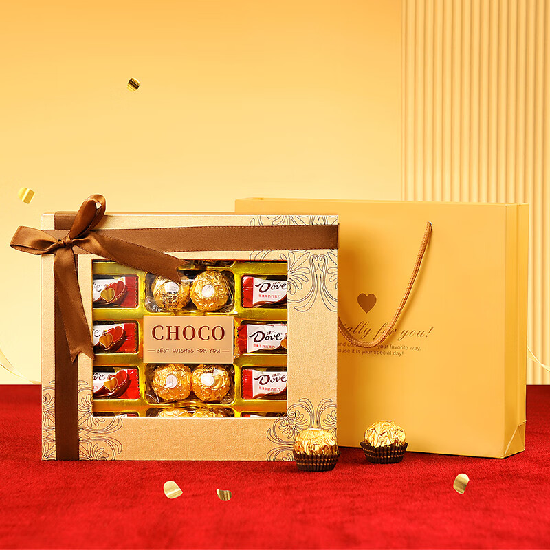 【春节年货】费列罗+德芙巧克力礼盒170g，学生价凑单后仅18.13元！