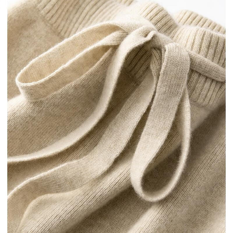 EMZ鄂尔多斯羊毛阔腿裤女休闲裤女秋冬季加长拖地裤高腰垂感直筒裤 黑色阔腿裤 黑色阔腿裤 均码 加长版