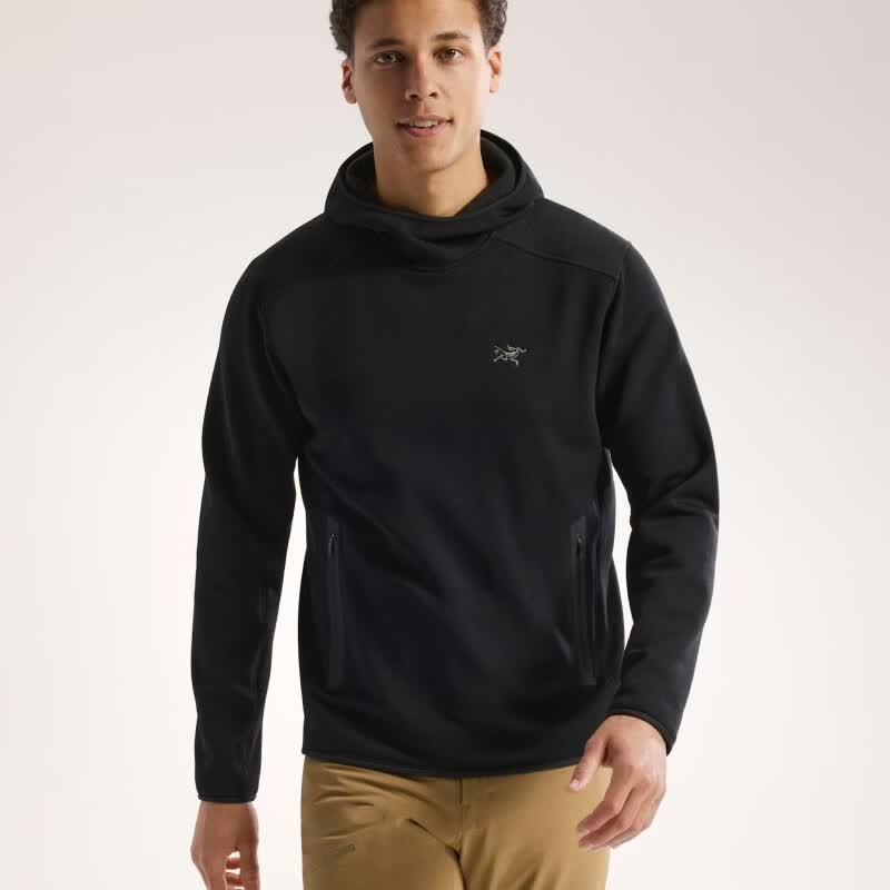 始祖鸟（ARC'TERYX）男卫衣Kyanite开奈特新款轻便透气舒适保暖时尚纯色抓绒男连帽衫 黑色Black XS