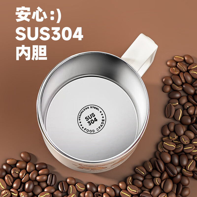 日用不锈钢马克杯大容量生活日用家用喝水带盖家用日用杂货大容量 人气小卡皮马克杯 送配套【吸管+勺子】