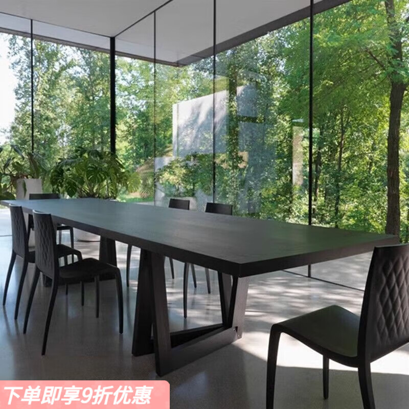 弘星隆loft设计师办公桌实木大板桌简约复古会议长桌工作台桌商务洽谈桌 长120*宽60*高75（桌面厚度5CM）