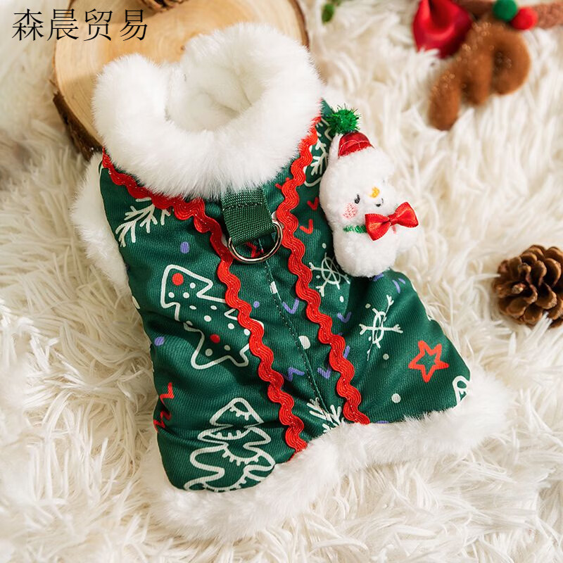 oimg狗狗衣服圣诞节两脚棉衣立体雪人棉衣加厚保暖秋冬季中小型犬马甲