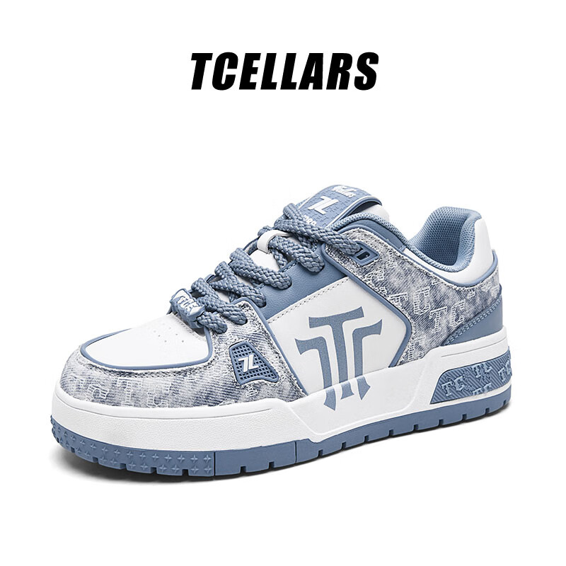 Tcellars板鞋男鞋2025冬季新款轻奢涂鸦潮鞋低帮厚底复古百搭休闲鞋子男款 牛仔蓝（Tpai） 44