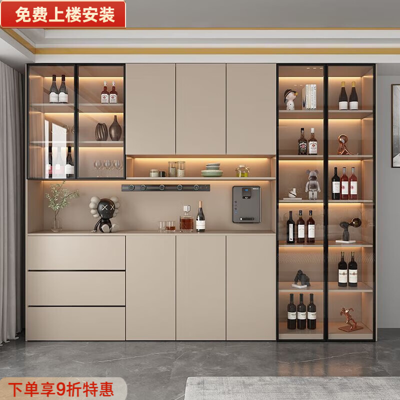 迈途森实木餐边柜玄关柜靠墙多功能一体柜厨房餐厅简约现代定制加高酒柜 【加厚板材】款式1：40*40*220 免费师傅安装-【奶咖】