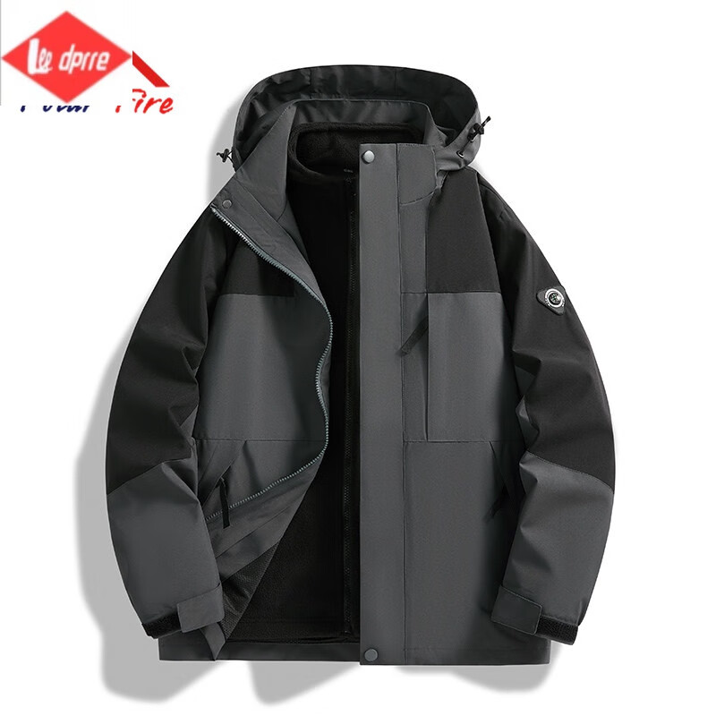 Lee dprre冲锋衣夹克外套男女款秋冬季2024新款三合一可拆卸户外登山服 幻影黑 S