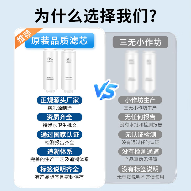 霖乐源滤芯适配苏宁极物小Biu净水器滤芯R500-W1通用PPC复合RO反渗透 全套套装【送检测笔】