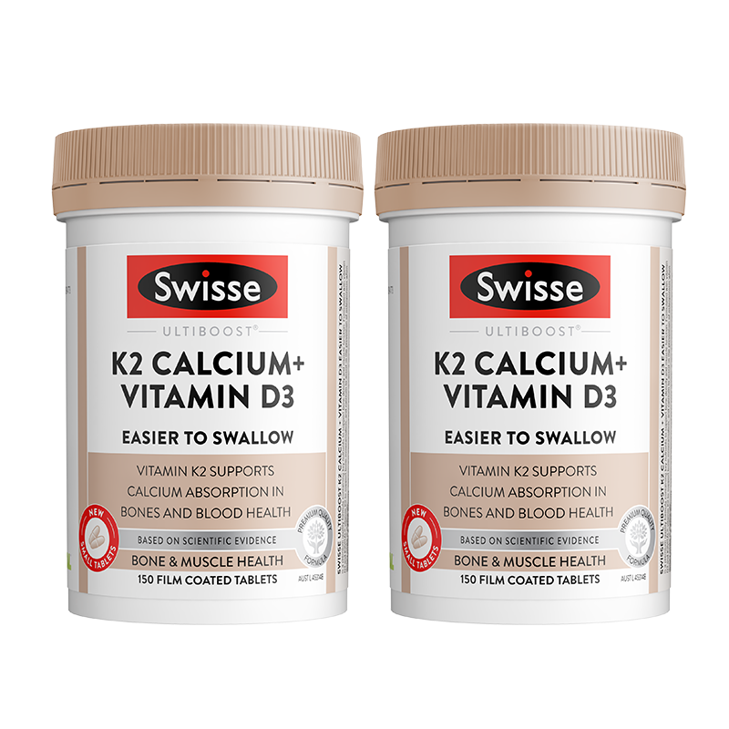 Swisse斯维诗 钙片K2柠檬酸钙VD成人中老年人孕妇补钙温和吸收150片*2瓶