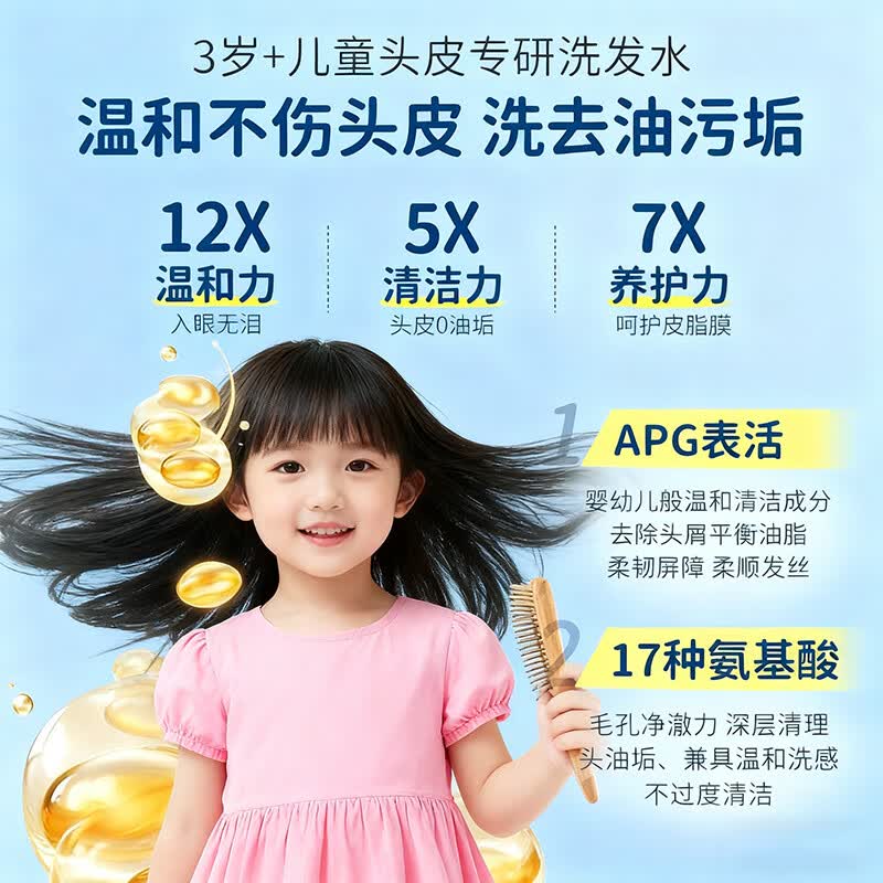 寻香博士小金盾儿童洗发水止痒控油保湿洗发水宝宝儿童维C洗发水 【儿童小金盾】去屑止痒洗发水800ml