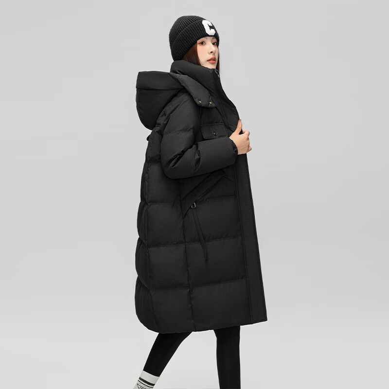 南极人（Nanjiren）长款羽绒服女士2025新款可脱卸帽子潮流时尚通勤保暖外套30850 黑色 XS (155/80A)