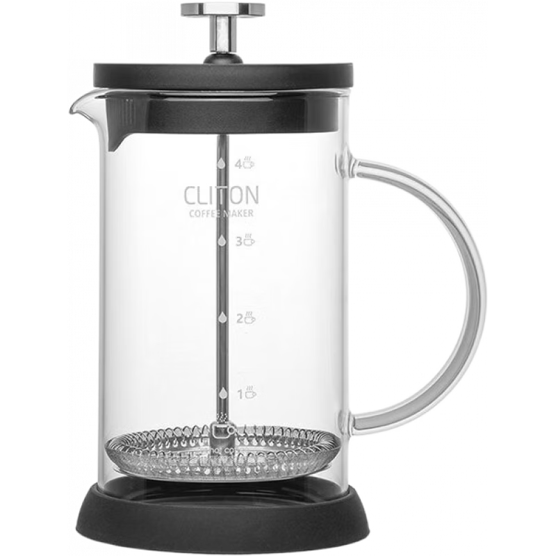 CLITON手冲咖啡壶法压壶家用煮咖啡过滤式器具冲茶器套装不锈钢过滤杯子 _【1-3人份】送杯刷 600ml 501mL(含)-600mL(含)