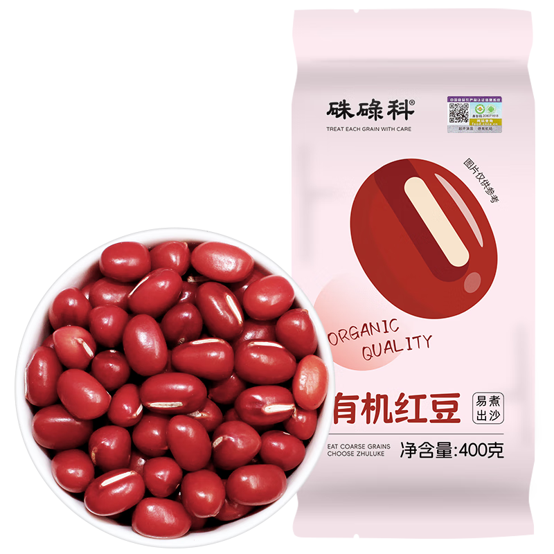 硃碌科有机红豆400克袋装 低脂豆类 东北建平红豆皮薄易煮易出沙