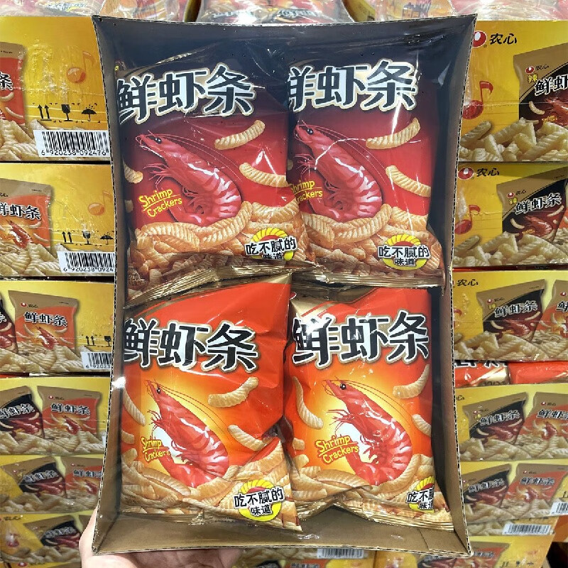 農(nóng)心上海Costco農(nóng)心辣鮮蝦條原味辣味組合裝膨化休閑零食90 鮮蝦條8包辣味x4鮮味x4
