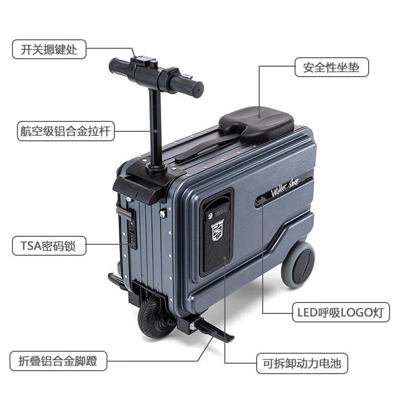 Walker Shop【2026年新款】电动行李箱可骑行可登机智能代步出差旅行拉杆箱 高级灰 20英寸 登机箱(直接带上飞机座舱)