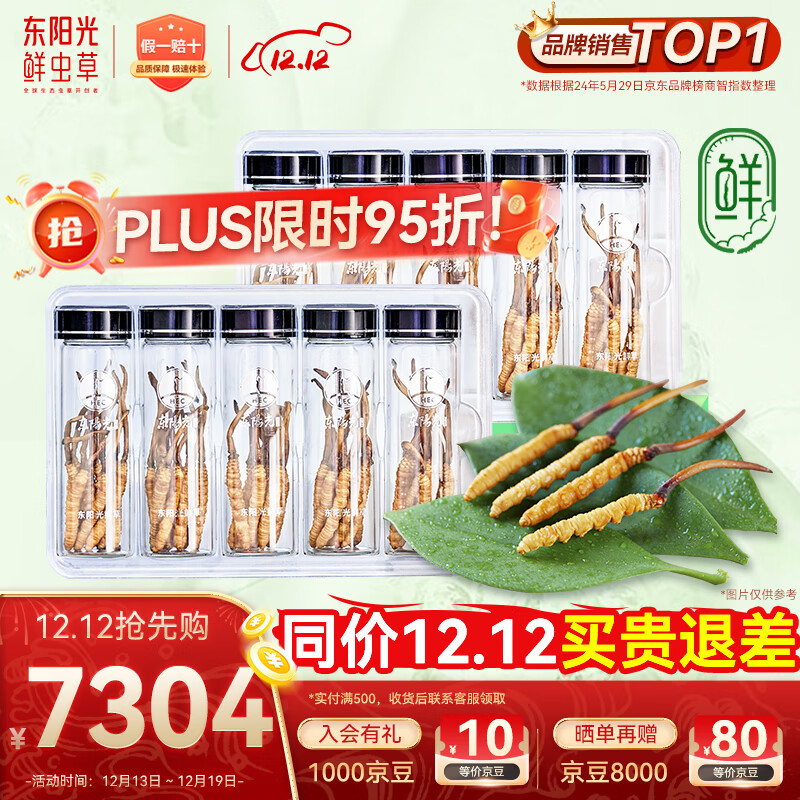 东阳光鲜虫草0.4-0.6g/根100根新鲜冬虫夏草补品送长辈老人源头直发包邮