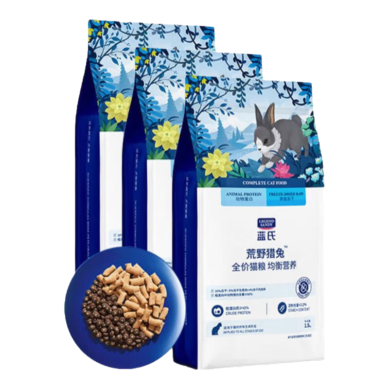 LEGENDSANDY蓝氏猫粮生鲜猎鸟鲜乳鸽生骨肉冻干高蛋白全价成猫粮幼猫通用型 全价通用美毛增肌丨荒野猎兔丨4.5kg