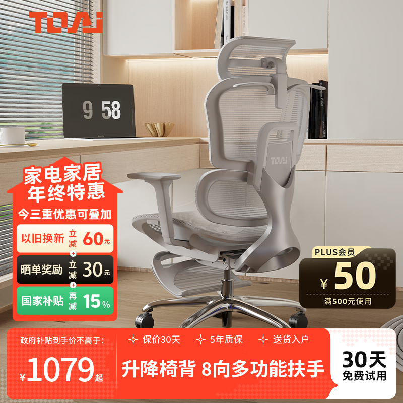 TOAI拓艾E1人体工学椅电脑椅办公座椅电竞椅人工力学座椅椅子久坐舒服