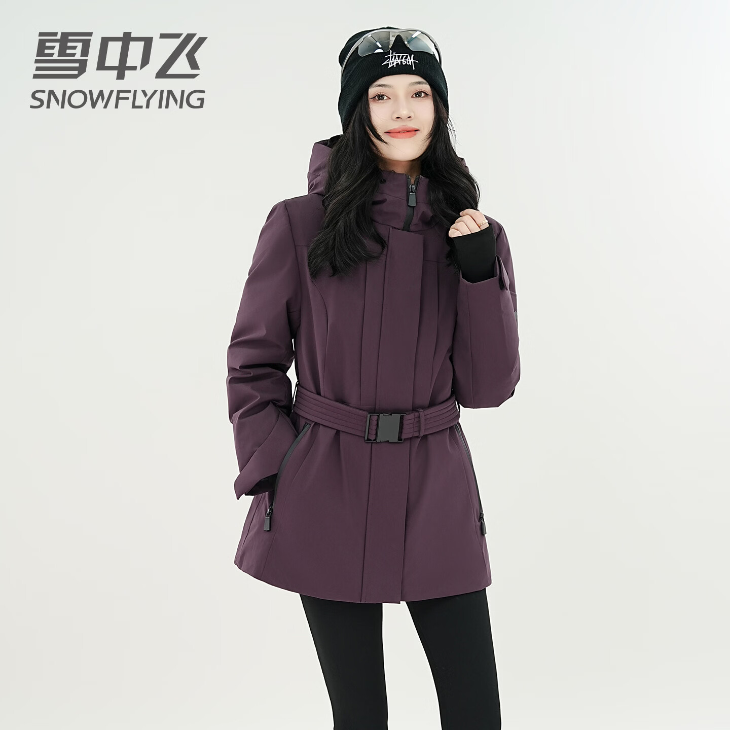 雪中飞工装派克羽绒服女中长款2025年新款时尚收腰气质百搭冬季保暖外套 紫色 2XL （125-135斤）