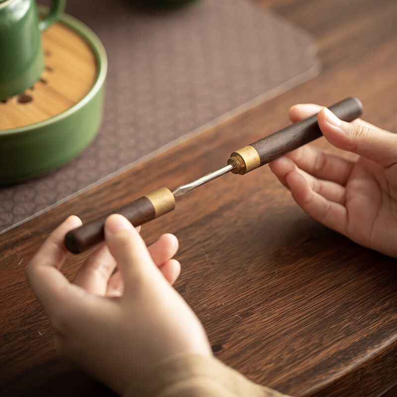 语森忆青璃茶道六君子 日式手工陶瓷功夫茶具配件茶刀茶夹茶勺木 青璃无寂茶道六君子