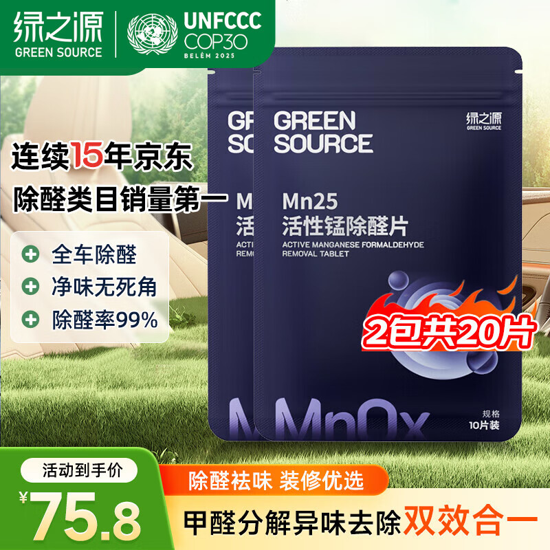 绿之源Mn25活性锰去甲醛分解毡强力除醛片甲醛清除剂母婴级家用除甲醛 Mn25丨活性锰除醛片丨20片装 10g 1包 10片/包
