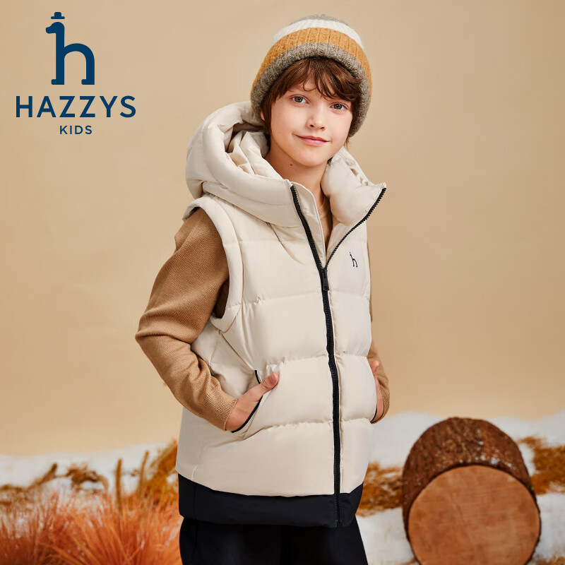 哈吉斯(HAZZYS)童装男女童羽绒服冬新可拆卸一衣两穿三防加厚外套 藏蓝 145