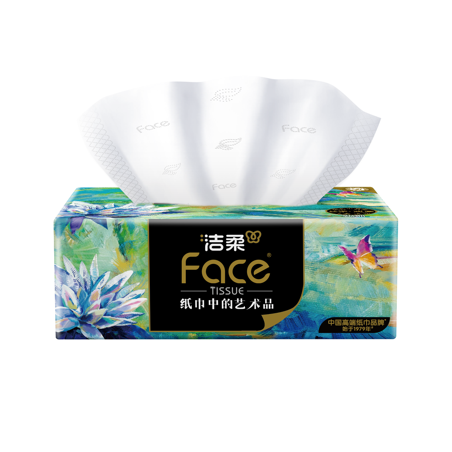 洁柔抽纸Face高端油画纸巾加厚可湿水面巾纸卫生纸家用餐巾面纸软抽 4层 80抽*18包 整箱装
