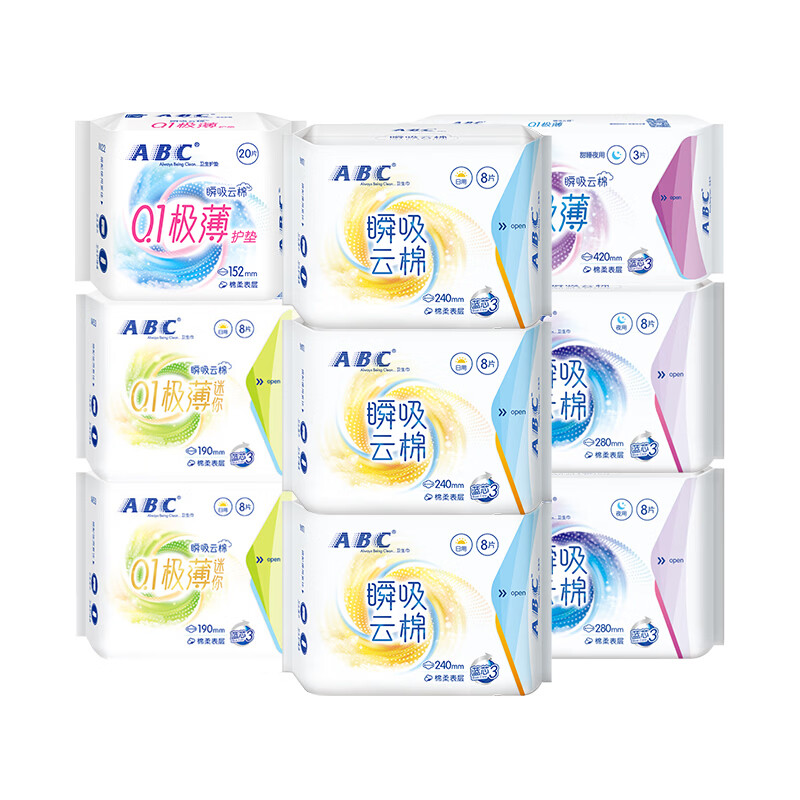 ABC卫生巾日用240mm40片瞬吸云棉