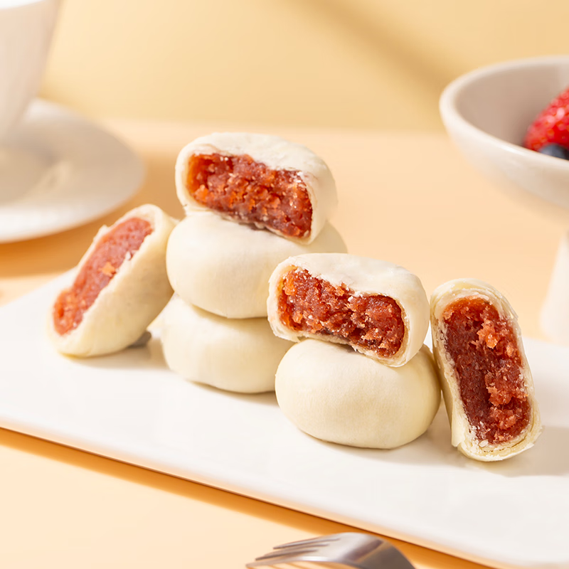 法米诺山楂饼无蔗糖酥软薄皮健身早餐代餐山楂果肉馅饼糕点心散装300g 山楂饼袋装300g(10个装)