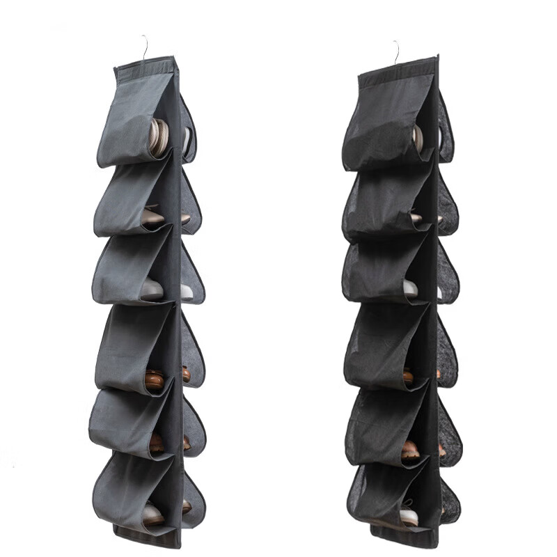 【好物优选】新款无纺布挂壁式鞋子收纳袋12格储鞋挂袋其他鞋配件 粉色