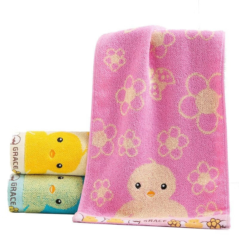 洁丽雅(grace)(Grace)(grace)4条装A类儿童毛巾纯棉卡通吸水毛巾洗脸面巾中 【水果系列 黄蓝红紫】装 4条