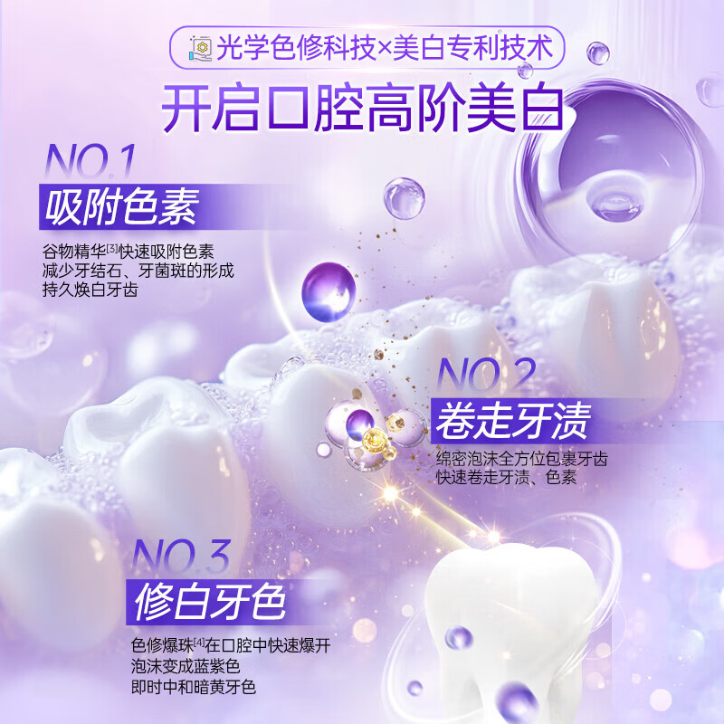 冰泉（blispring）色修光感美白口香牙膏去牙渍牙黄去口臭口气 【拍1到手7件】色修100g*2+旅行装40g*2+牙刷*3