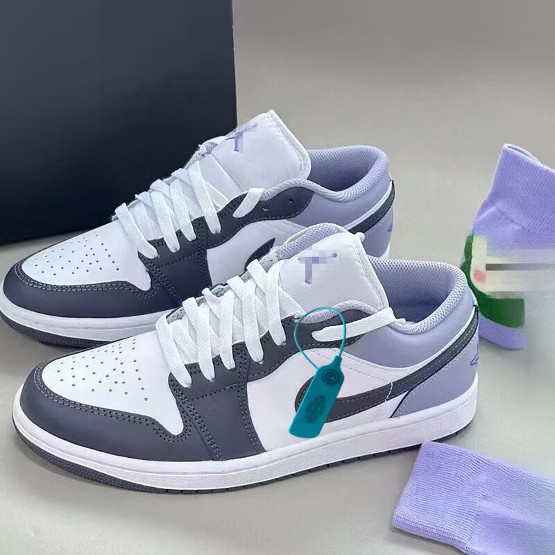 AJML莆田纯原Air 乔1 AJ1黑红低帮篮球鞋男女校园板鞋学生运动休闲鞋 AJ乔1灰蓝(高版本+吱吱响) 42