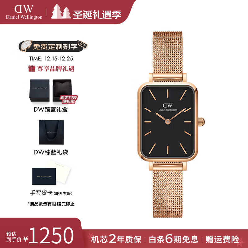 丹尼尔惠灵顿（DanielWellington）dw手表女 复古小方表石英女士手表欧美腕表 七夕情人节礼物送女友 小方块