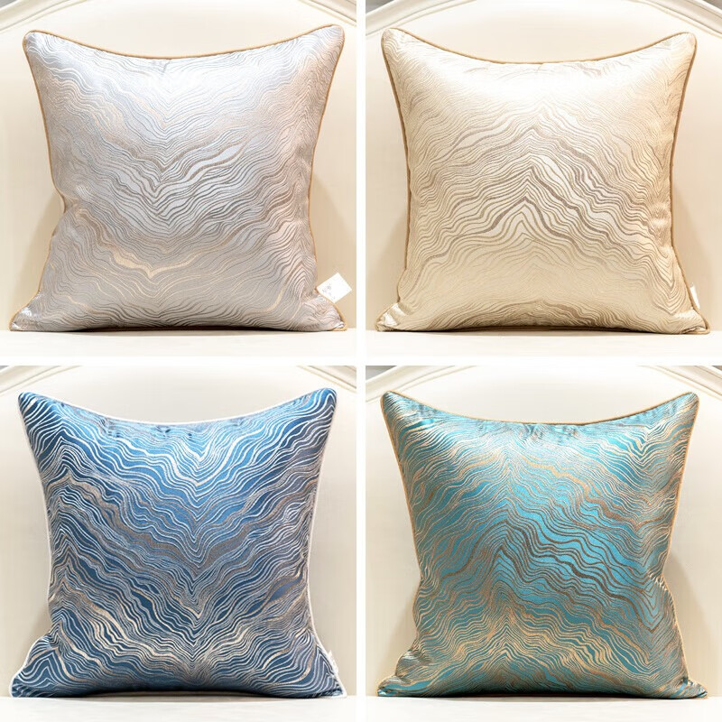 AILUKI日本轻奢感抱枕客厅沙发靠垫大靠背床上睡觉腰靠枕头套不含芯 金海岸_月光银 30cm*50cm 含枕芯