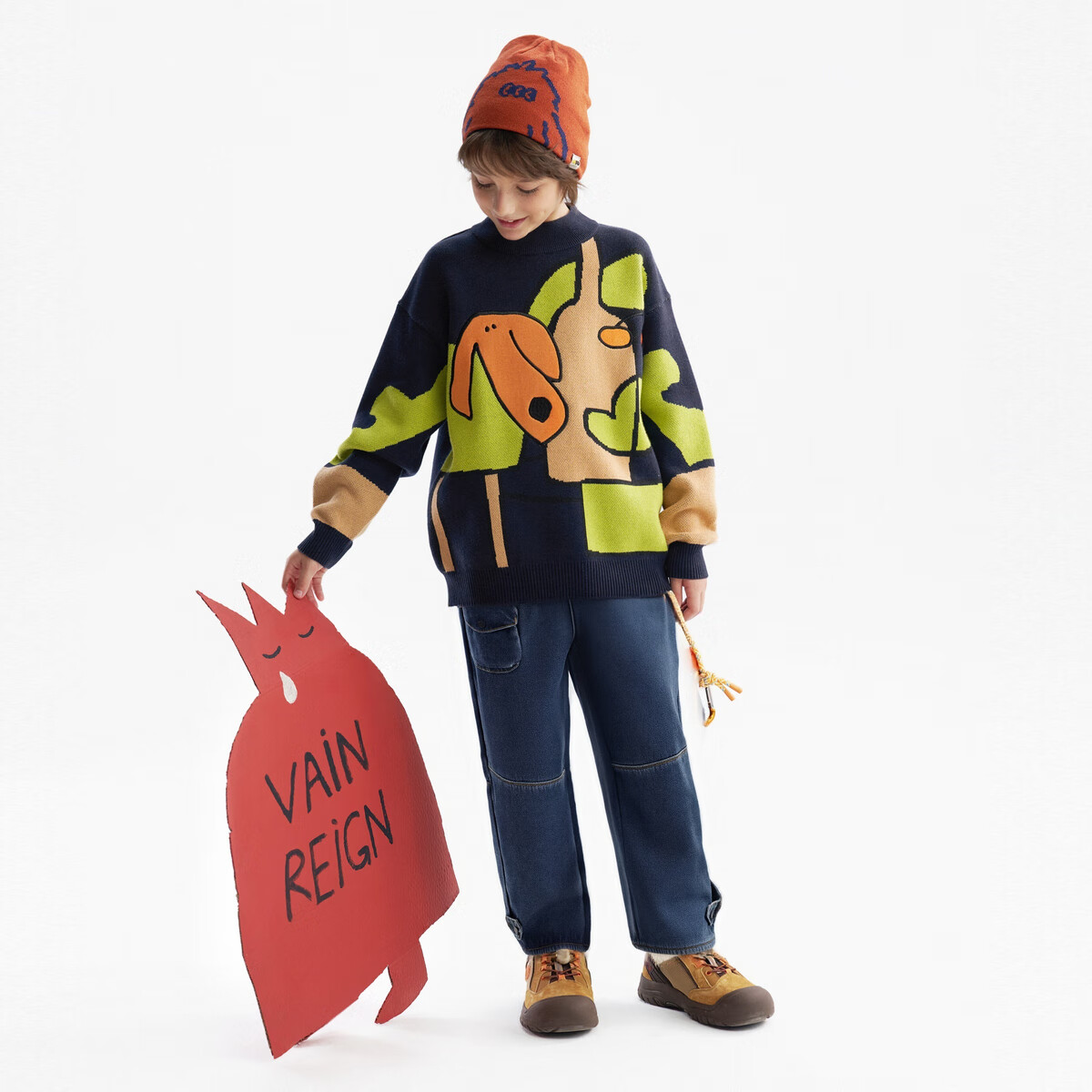 马骑顿【蓄暖】MQD童装男童牛仔裤25冬新款儿童加绒保暖工装降落伞裤潮 深牛仔蓝 140