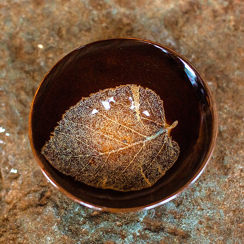 吉州窑木叶盏茶杯主人杯单杯木叶天目盏建盏高档宋代点茶礼盒陶瓷 木叶天目盏-小圆杯