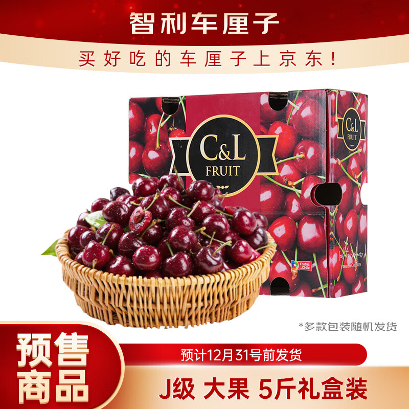 京鲜生 智利进口Santina车厘子J级 5斤礼盒装 果径约26-28mm 水果礼盒