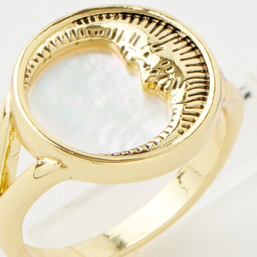 Fable欧美黑色珐琅新月亮戒指镀金小众设计高级感独特轻奢气质女 月亮戒指(M-18mm)