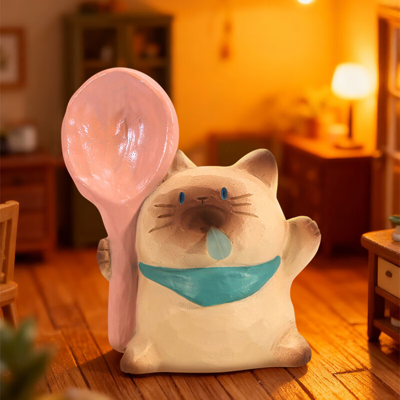 兰比嘟可爱猫猫盲盒摆件创意解压治愈办公室桌面萌宠公仔装饰手办送女生 猫猫PAI小陪伴日常盲盒【端盒6个】