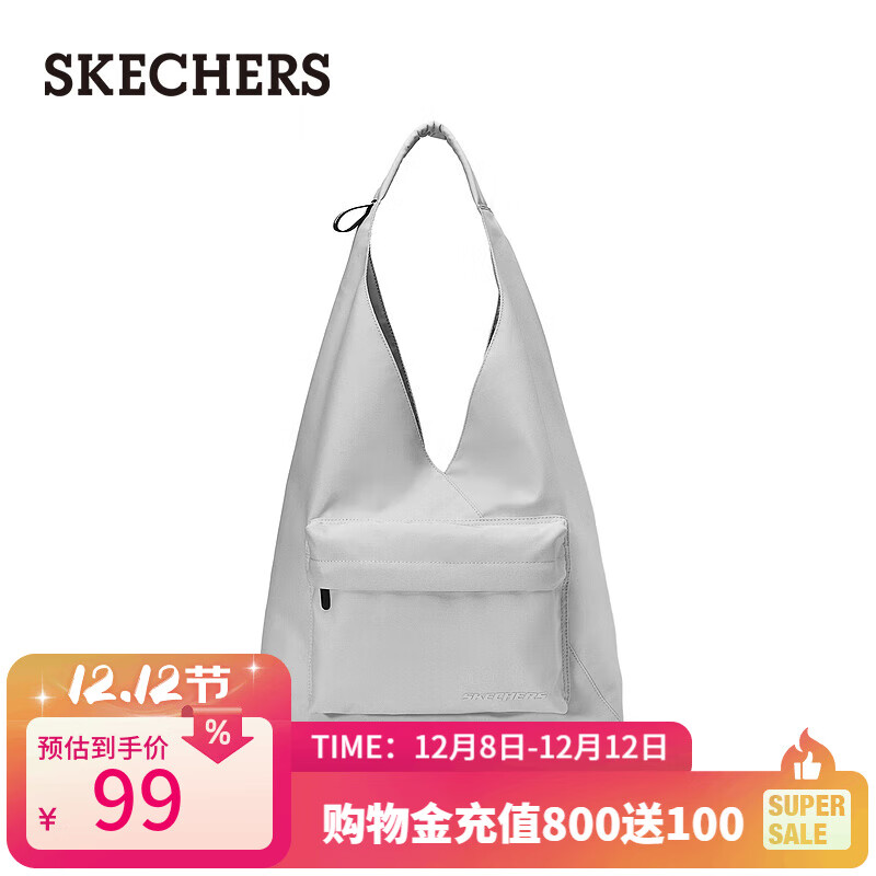 斯凯奇（Skechers）情侣单肩斜挎包托特包时尚休闲大容量L124U140 月球灰/00MV 均码
