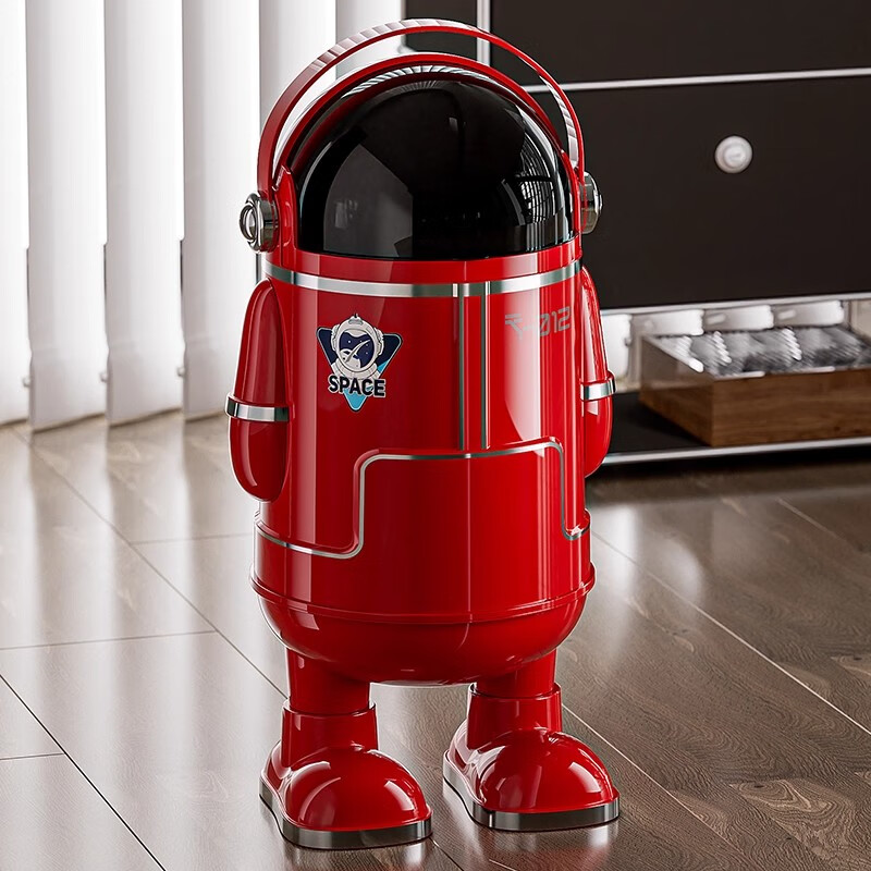 艾仕可（ASCOR）2025新款家用客厅垃圾桶高档轻奢带盖厨房大容量带轮可移动免弯腰 站姿款丨中国红-特大号【内外双桶 超大容量】 揭盖式 18L