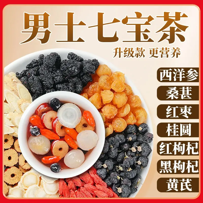 【好料不打碎】西洋参桑葚枸杞桂圆黄芪黑枸杞茶真材实料-h1 3盒【一步到位】 15袋*1盒